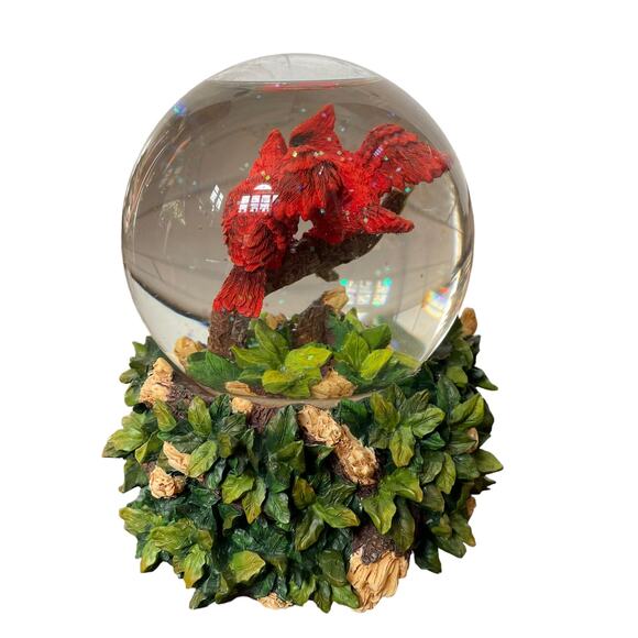 San Francisco Music Box Red Cardinal Water Globe Snow Once Upon A December Rare - Picture 3 of 14